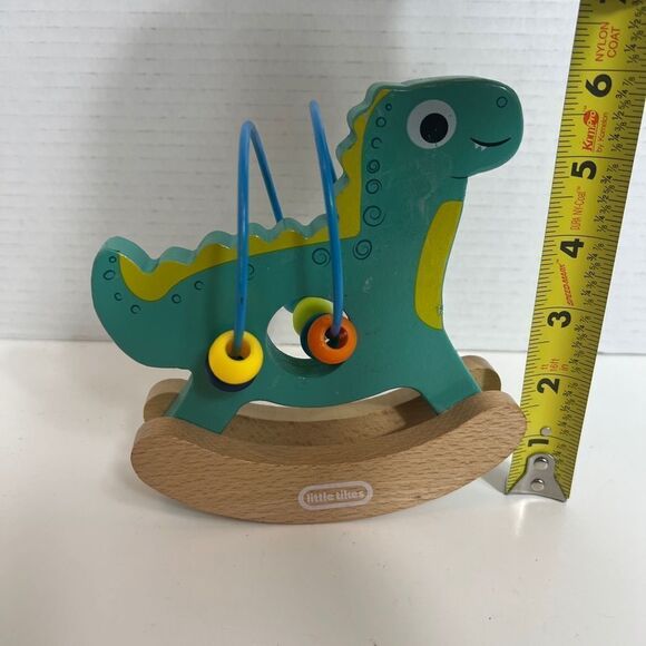LITTLE TIKES Wooden Critters Dino Busy Beads Baby Toy 12m+ Rocking Dinosaur - Picture 4 of 4
